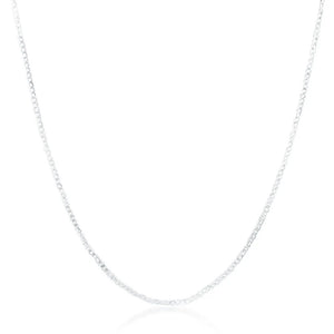 925 Silver 2MM Flat Sideways Chain Necklace for Women Men