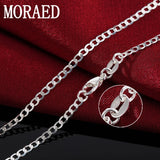 925 Silver 2MM Flat Sideways Chain Necklace for Women Men