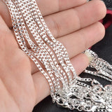 925 Silver 2mm Charm Chain Necklace 16-30 Inch