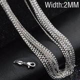 925 Silver 2mm Charm Chain Necklace 16-30 Inch