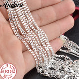 925 Silver 2mm Charm Chain Necklace 16-30 Inch