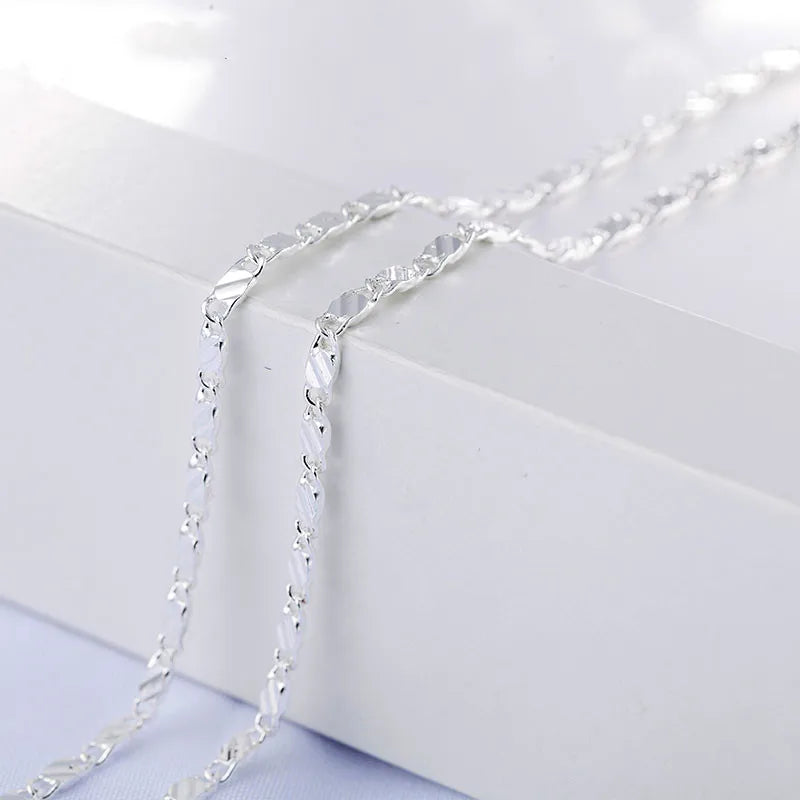 925 Silver 2mm Charm Chain Necklace
