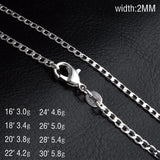925 Silver 2mm Charm Chain Necklace 16-30 Inch