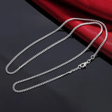 925 Sterling Silver 2mm Side Chain Necklace For Women Man Charm Jewelry Gift