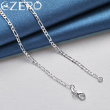 925 Silver Flat Chain Necklace 4MM for Women Men