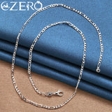 925 Silver Flat Chain Necklace 4MM for Women Men