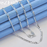 925 Silver Flat Chain Necklace 4MM for Women Men