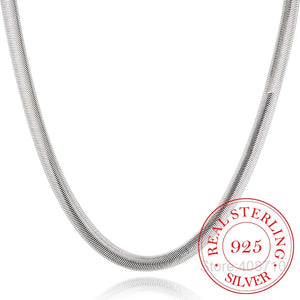 925 Sterling Silver 6mm Flat Snake Chain Necklace