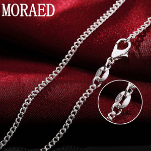925 Silver 2mm Side Chain Necklace for Women Men