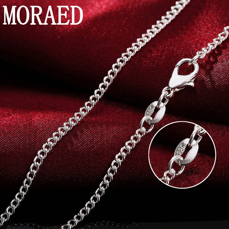 925 Silver 2mm Side Chain Necklace for Women Men