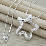 925 Silver Star Snake Chain Necklace 16-30 Inch