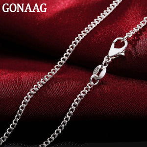 925 Sterling Silver 2MM Full Sideways Chain Necklace