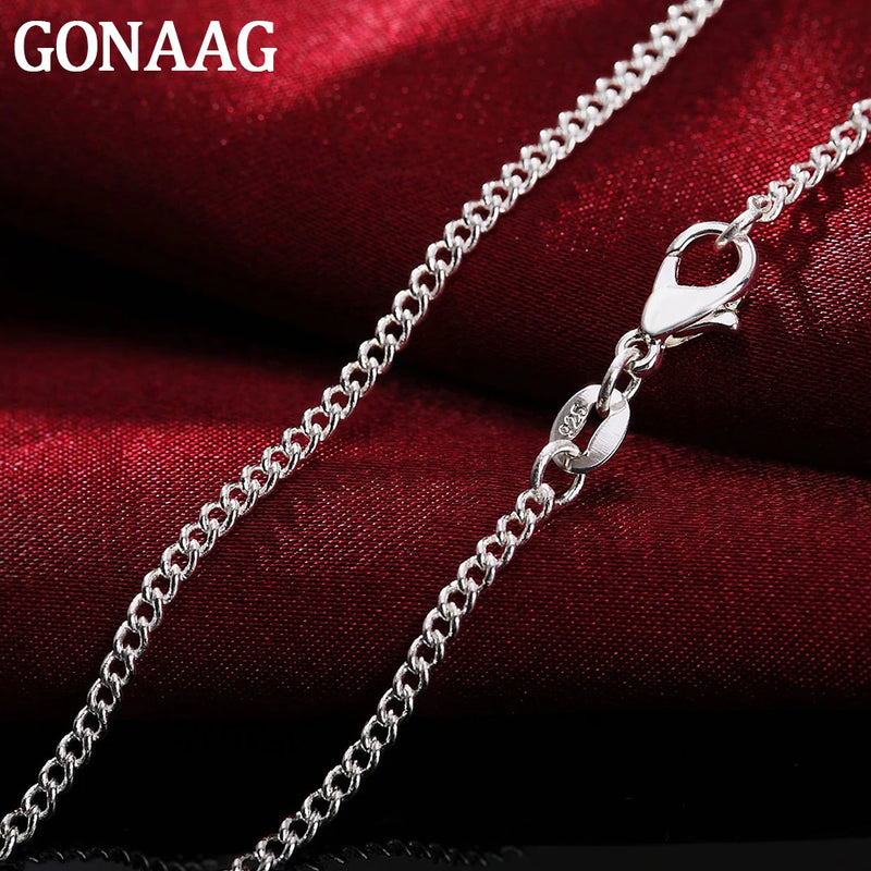925 Sterling Silver 2MM Full Sideways Chain Necklace
