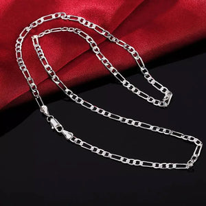 925 Silver 4MM Full Sideways Chain Necklace 16-30" Wedding Jewelry Gift