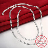 925 Silver 4MM Full Sideways Chain Necklace For Women Men