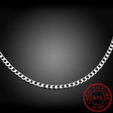 925 Silver 4MM Full Sideways Chain Necklace For Women Men