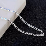 925 Silver 4MM Full Sideways Chain Necklace 16-30" Wedding Jewelry Gift