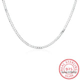 925 Silver 4MM Full Sideways Chain Necklace For Women Men