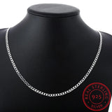 925 Silver 4MM Full Sideways Chain Necklace For Women Men