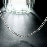 925 Silver 4MM Full Sideways Chain Necklace 16-30" Wedding Jewelry Gift