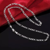 925 Silver 4MM Full Sideways Chain Necklace 16-30" Wedding Jewelry Gift