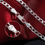 925 Silver 4MM Full Sideways Chain Necklace For Women Men