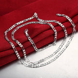925 Silver 4MM Full Sideways Chain Necklace 16-30" Wedding Jewelry Gift