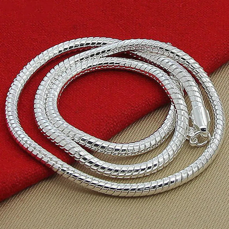 925 Silver 3mm Snake Chain Necklace For Wedding Jewelry