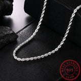 925 Sterling Silver 4mm Rope Chain Necklace 16-24 Inch Wedding Charm Jewelry