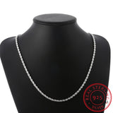 925 Sterling Silver 4mm Rope Chain Necklace 16-24 Inch Wedding Charm Jewelry