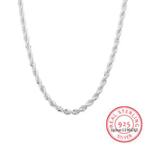 925 Sterling Silver 4mm Rope Chain Necklace 16-24 Inch Wedding Charm Jewelry