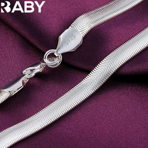 925 Silver 6MM Flat Snake Chain Necklace Men Wedding