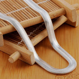 925 Silver 6MM Flat Snake Chain Necklace Men Wedding
