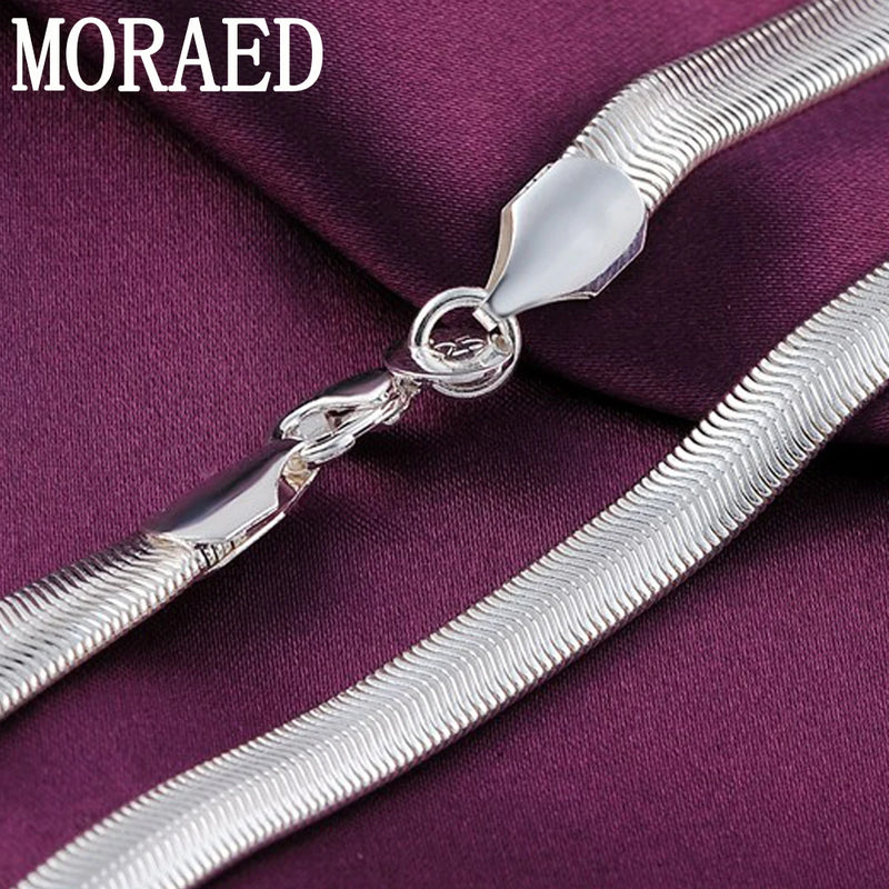 925 Silver 6mm Flat Snake Chain Necklace 16-24 Inch