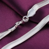 925 Silver 6mm Flat Snake Chain Necklace 16-24 Inch