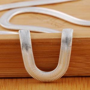 925 Silver 6mm Flat Snake Chain Necklace 16-24 Inch