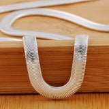 925 Silver 6mm Flat Snake Chain Necklace 16-24 Inch