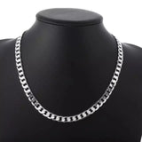 925 Silver Flat Chain Necklace 8MM for Women Men