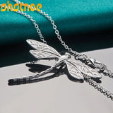 925 Silver Dragonfly Pendant Necklace 16-30 Inch Chain