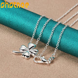 925 Silver 16-30" Clover Flower Pendant Necklace Women Wedding Charm Jewelry