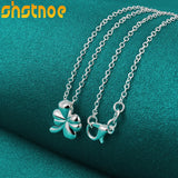 925 Silver 16-30" Clover Flower Pendant Necklace Women Wedding Charm Jewelry