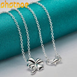 925 Silver 16-30" Clover Flower Pendant Necklace Women Wedding Charm Jewelry
