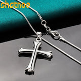 925 Silver Chain Cross Pendant Necklace Women Charm Jewelry