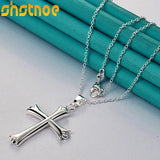 925 Silver Chain Cross Pendant Necklace Women Charm Jewelry