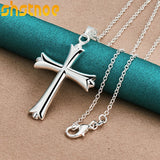 925 Silver Chain Cross Pendant Necklace Women Charm Jewelry