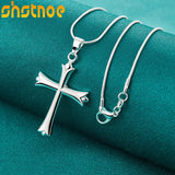 925 Silver Chain Cross Pendant Necklace Women Charm Jewelry