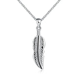 925 Silver Feather Pendant Necklace 16-30 Inch Chain