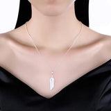 925 Silver Feather Pendant Necklace 16-30 Inch Chain