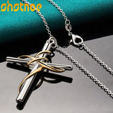 925 Silver Cross Pendant Necklace 16-30 Inch Chain Women Wedding Gift