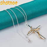 925 Silver Cross Pendant Necklace 16-30 Inch Chain Women Wedding Gift